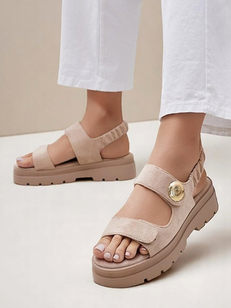 Beežid Royalfashion Callista naiste platvormsandaalid seemisnahast