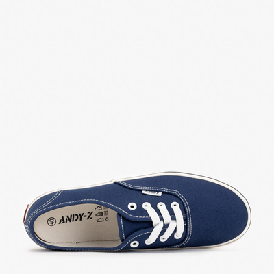 Navy blue men's Okilet lace-up sneakers - Footwear
