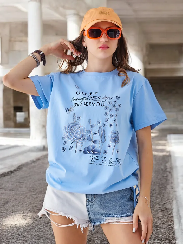 Royalfashion Sieviešu kokvilnas blūze ar uzrakstu