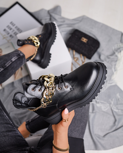 Black women's boots with cut-outs Neriso - Footwear