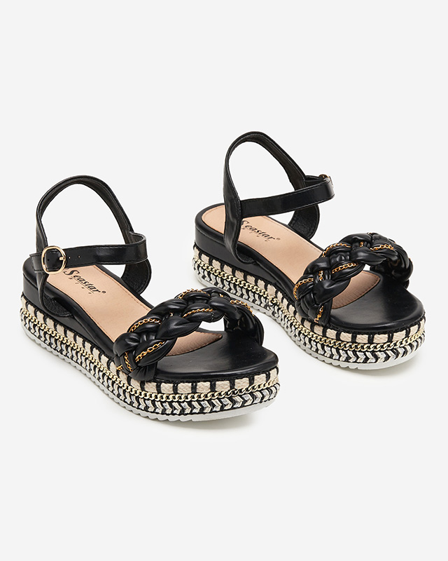 Rella black women's flat sandals - shoes