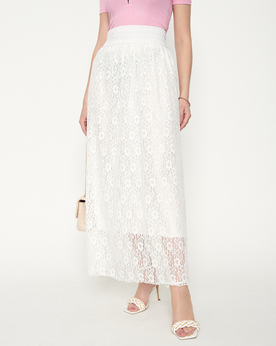 Women's white lace midi skirt - Clothing