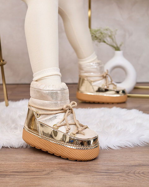 Royalfashion Women's gold lace-up snow boots Yevnoie