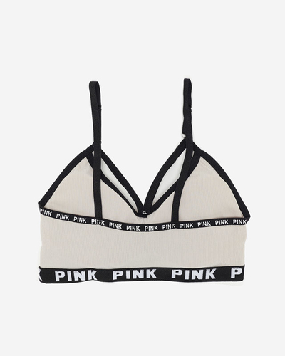 Women's gray sports bra with inscriptions - Underwear