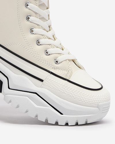 Women's cream insulated platform sports shoes a'la sneakers Retiha - Footwear