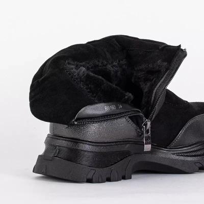 OUTLET Graphite black children's boots with a high tongue Delgito - Footwear