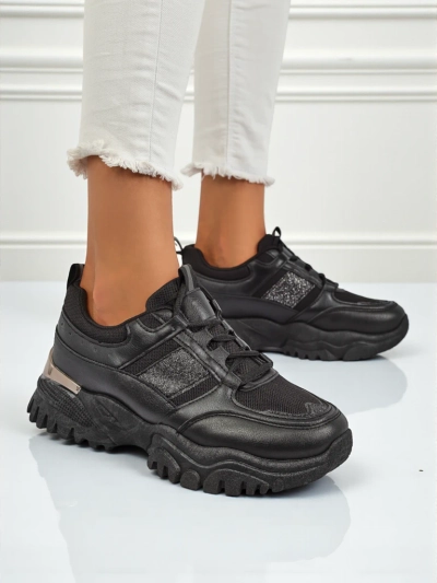 Arete Nero women's flat ecological leather sneakers