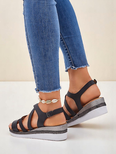 Aurelia Nero – Black women's wedge sandals Royalfashion eco leather