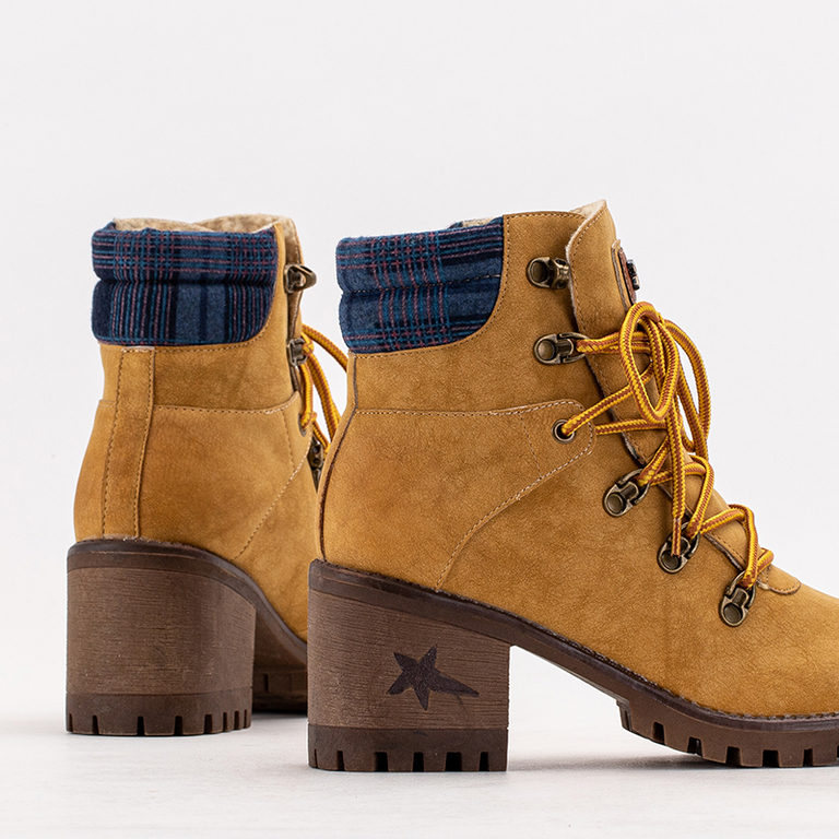 Mustard women's boots on the post Royaltan - Footwear
