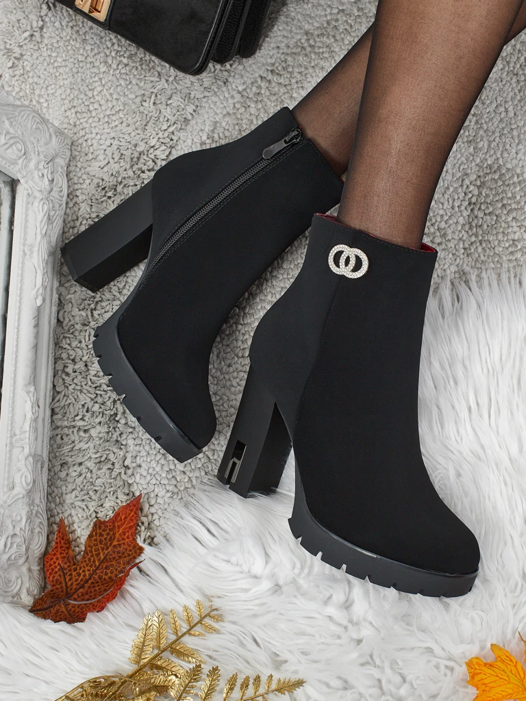 Stella Black Elegant Heel Ankle Boots