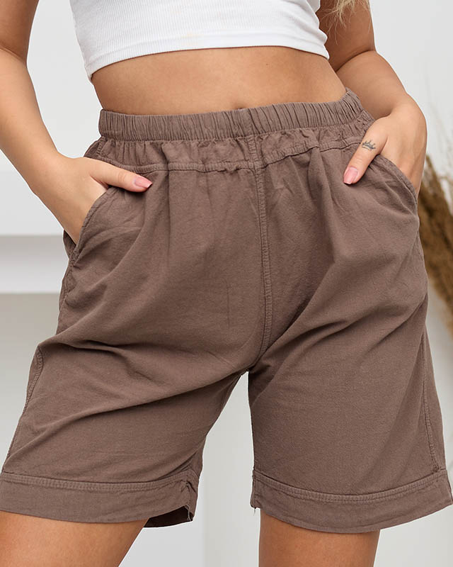 Women's cotton shorts with khaki pockets - Clothing