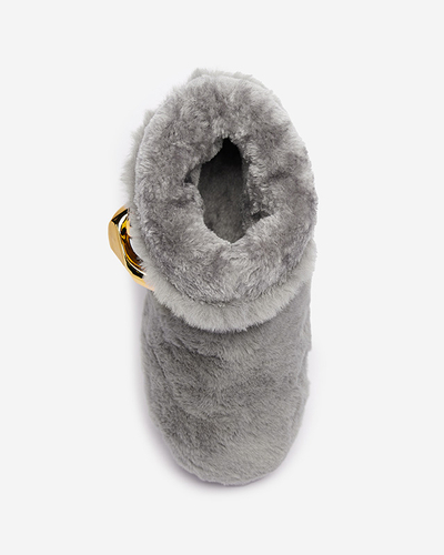 Grey women's snow boots with fur Sattopa- Footwear