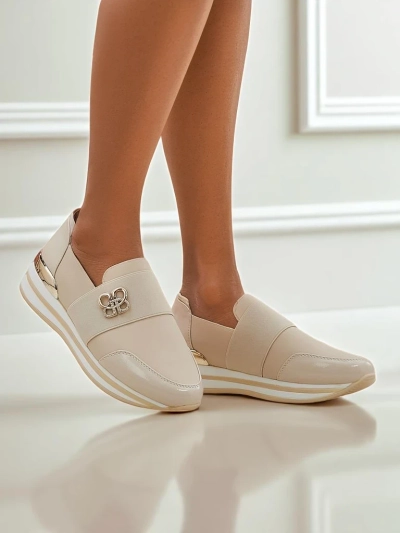 Women's Aurora Classico Beige loafers ecological leather flat heels