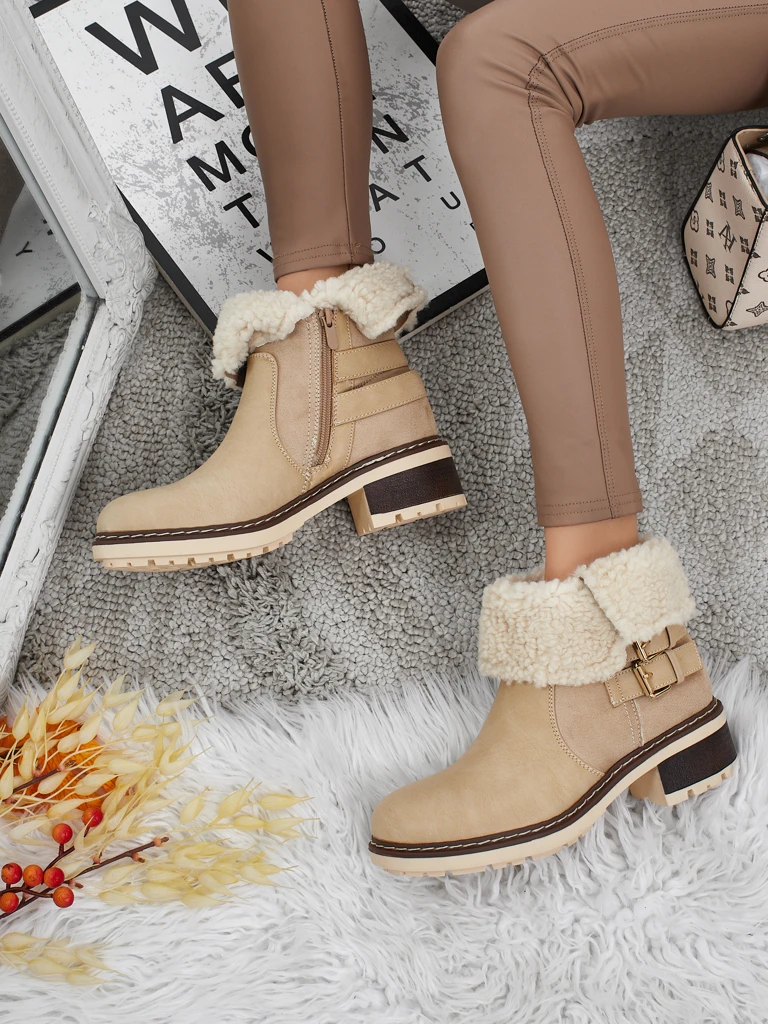 Kavira women's eco-leather ankle boots with fur