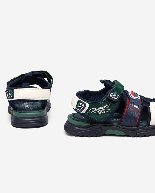 Navy blue and green boys' sandals with Velcro Roser-Footwear