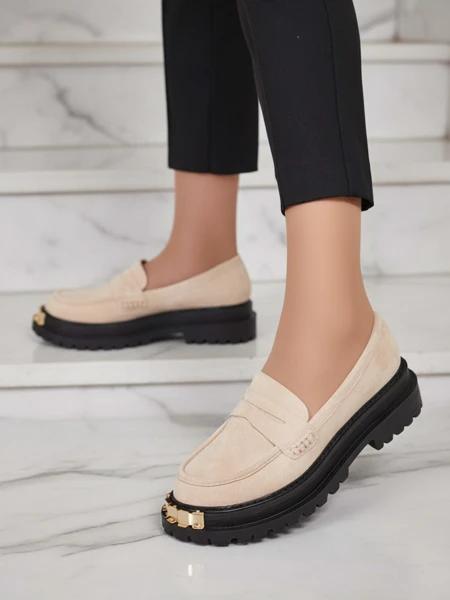 Giulia Beige Eco-Leather Moccasins