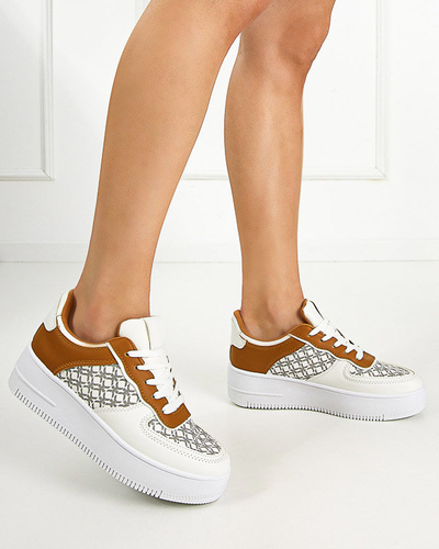 Women's white sports shoes with Glou print - Footwear