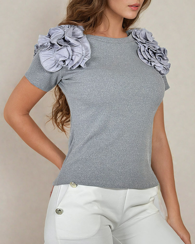 Royalfashion Pieguļoša sieviešu blūze ar ribām