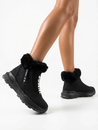 Valentina Black Fur Ankle Boots