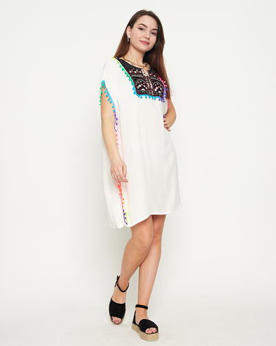 Women's summer tunic with white fringes - Clothing