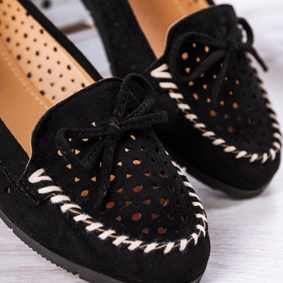 Black loafers with an openwork Wikiss upper - Footwear 1