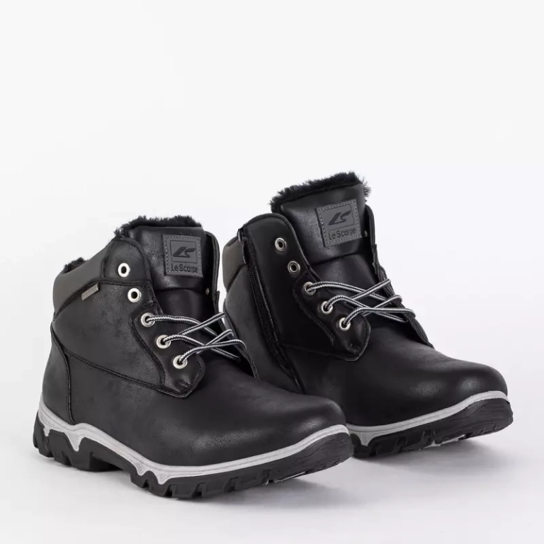 OUTLET Black men's winter hiking boots Omitsok - Footwear