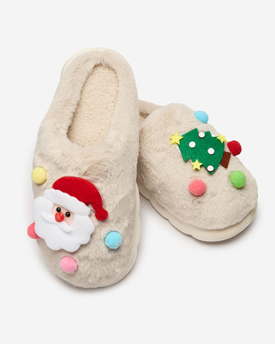 Royalfashion Christmas women's slippers in beige Fertemse
