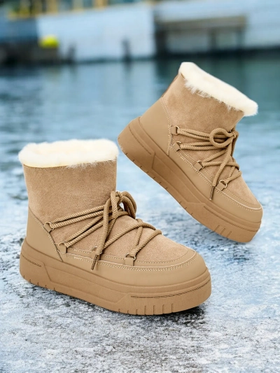 Royalfashion Women's lace-up snow boots Moniuc