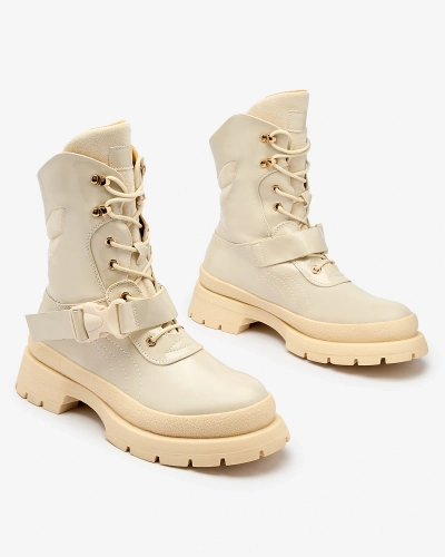 Royalfashion Women's lacquered boots in beige Setogy