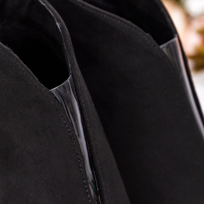 Black boots with a cut-out at the front on a higher Musa Blush heel - Shoes 1