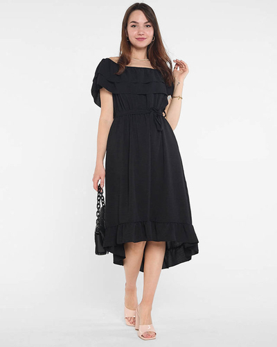 Black ladies dress with frills - Clothing