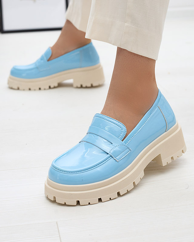 Royalfashion Blue lacquered moccasins for women Noppel