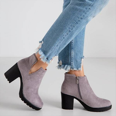 OUTLET Light gray insulated women's boots on the Ryoko post - Footwear