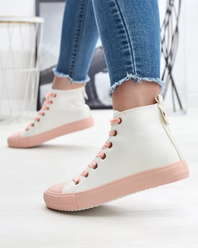 White-Pink Women's Sports Sneakers Macako- Footwear