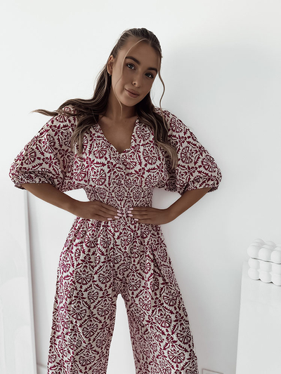 Royalfashion Sieviešu rakstains kombinezons