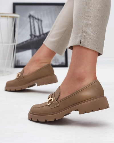 Royalfashion Sieviešu mokasīni gaiši brūnā krāsā Desise