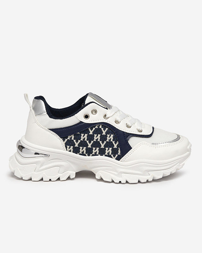 White and navy blue women's sports sneakers Umikatu - Footwear