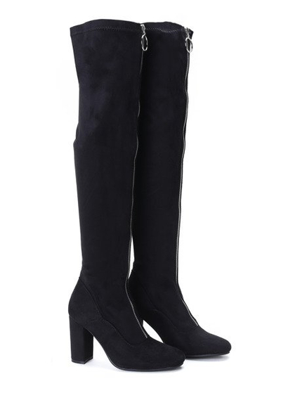 Black boots with a zipper on the front Layla - Footwear