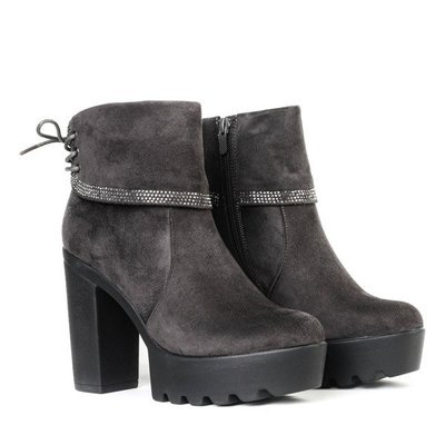 Szare botki na wysokim słupku Rashel - Obuwie