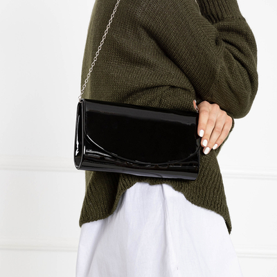 Sieviešu melna lakota clutch soma uz ķēdes - Aksesuāri