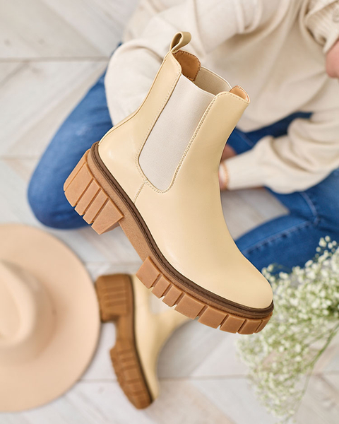 Royalfashion Beige women's boots on a solid sole Eferope
