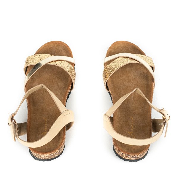 Beige and gold sandals with a glitter strap Nincoa - Footwear