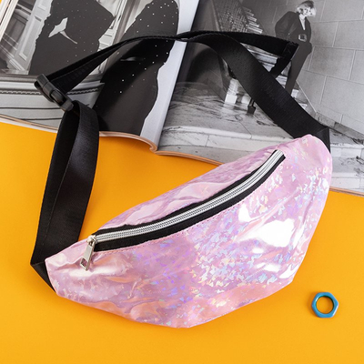 Pink women's kidney bag with holographic effect - Accessories
