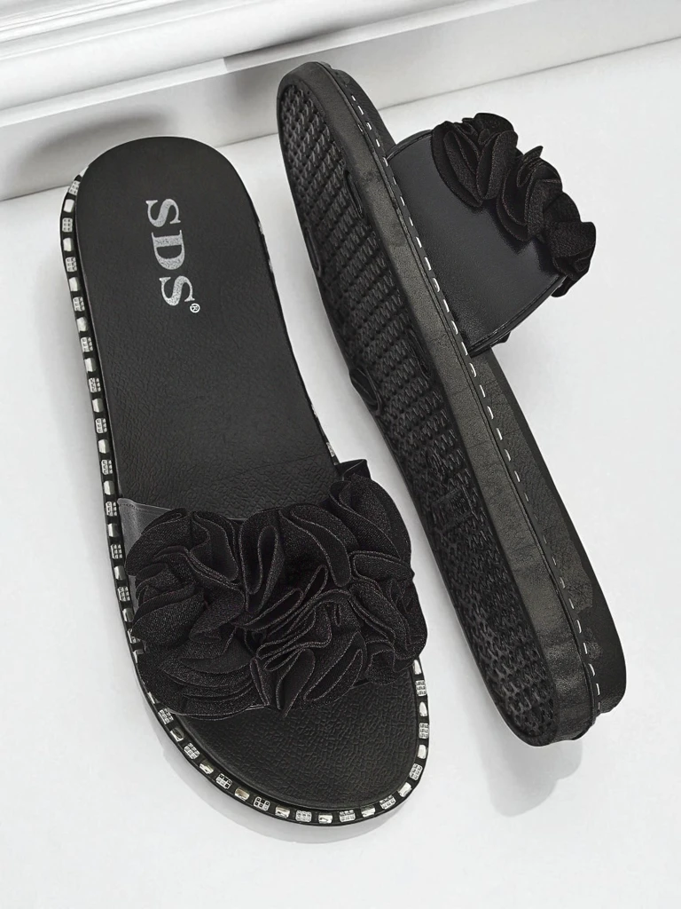 Royalfashion sieviešu plakanās zoles iešļūcenes Flora Verde