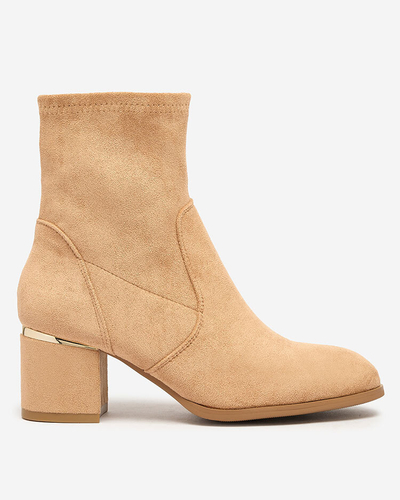 Royalfashion Light brown women's low stiletto boots Rejerra