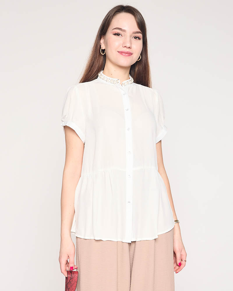 Women's white shirt fastened with buttons - Clothing