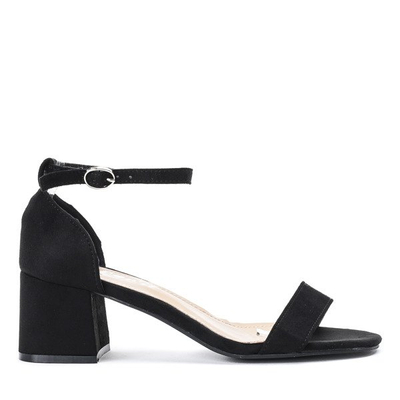Black sandals on a low post Roxeta - Footwear