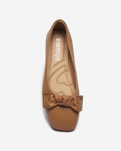 Women's camel ballerinas with decoration on the nose Caxien- Footwear