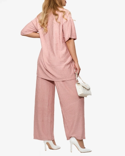 Women's ribbed set in pink- Clothing
