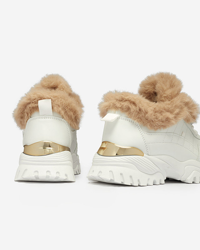 Sports white women's shoes with fur Flixi - Footwear